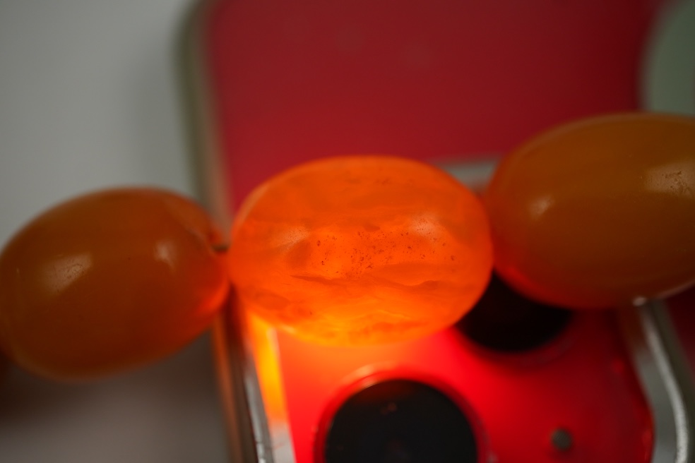 An amber bead necklace